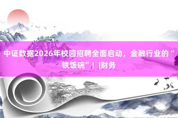 中证数据2026年校园招聘全面启动，金融行业的“铁饭碗”！|财务