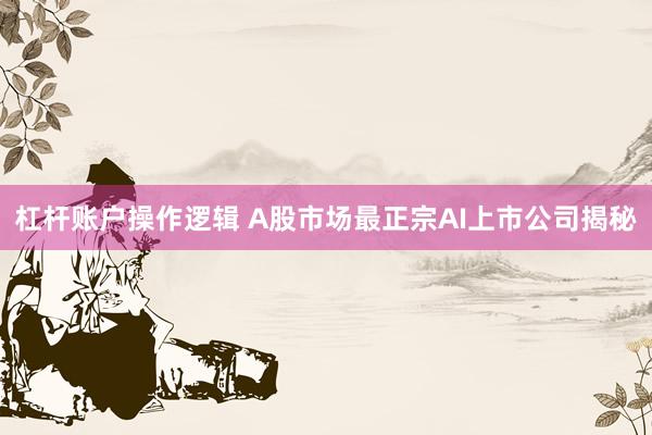 杠杆账户操作逻辑 A股市场最正宗AI上市公司揭秘
